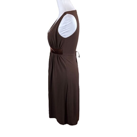 Peep Studio Brown Sleeveless Dress With Contrast At Waist, Size S - Picture 3 of 6